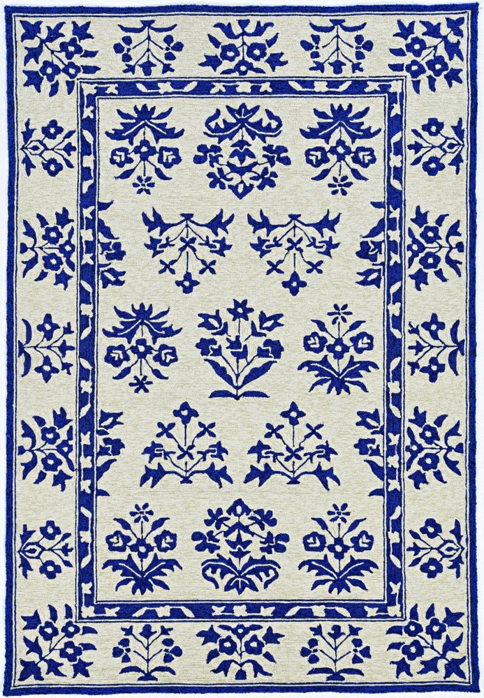 3' X 5' Blue Floral Indoor Outdoor Area Rug