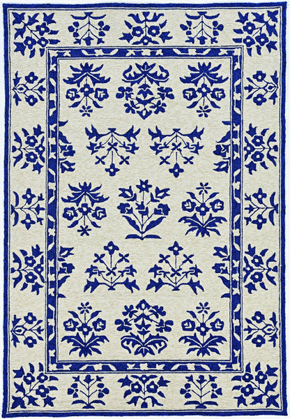 3' X 5' Blue Floral Indoor Outdoor Area Rug