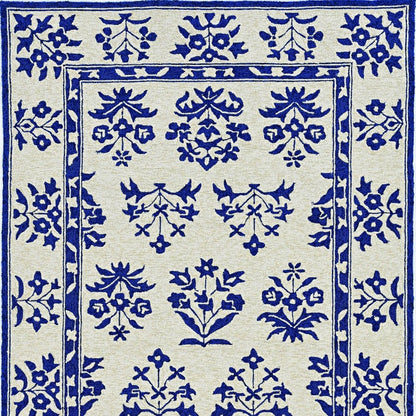 3' X 5' Blue Floral Indoor Outdoor Area Rug