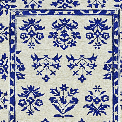 3' X 5' Blue Floral Indoor Outdoor Area Rug