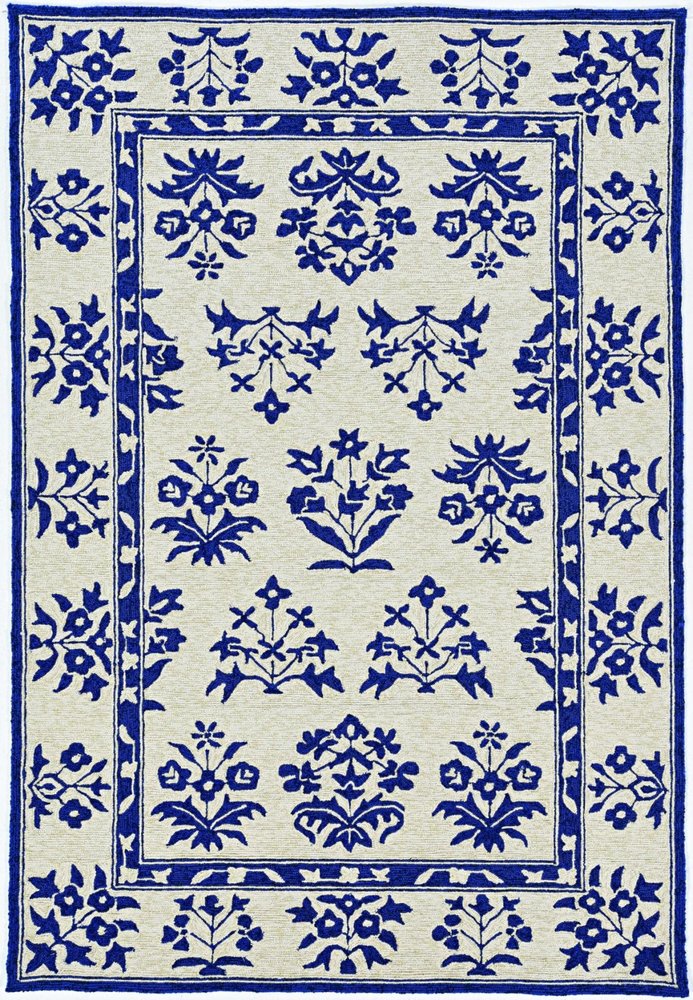 3' X 5' Blue Floral Indoor Outdoor Area Rug