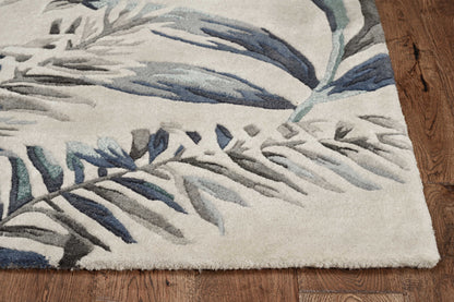 8' X 11' Blue and Gray Wool Hand Tufted Area Rug