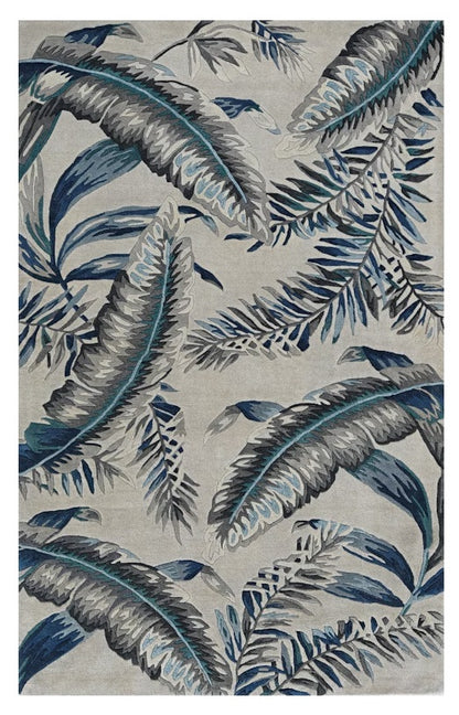 8' X 11' Blue and Gray Wool Hand Tufted Area Rug