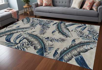 8' X 11' Blue and Gray Wool Hand Tufted Area Rug