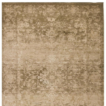 7' X 10' Beige And Tan Floral Medallion Area Rug