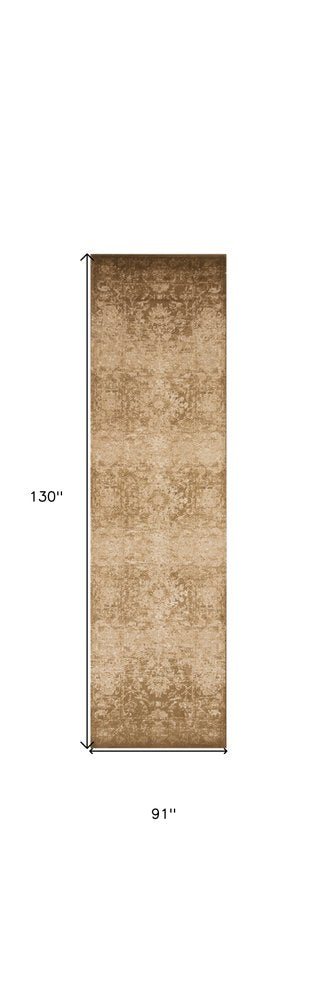 7' X 10' Beige And Tan Floral Medallion Area Rug
