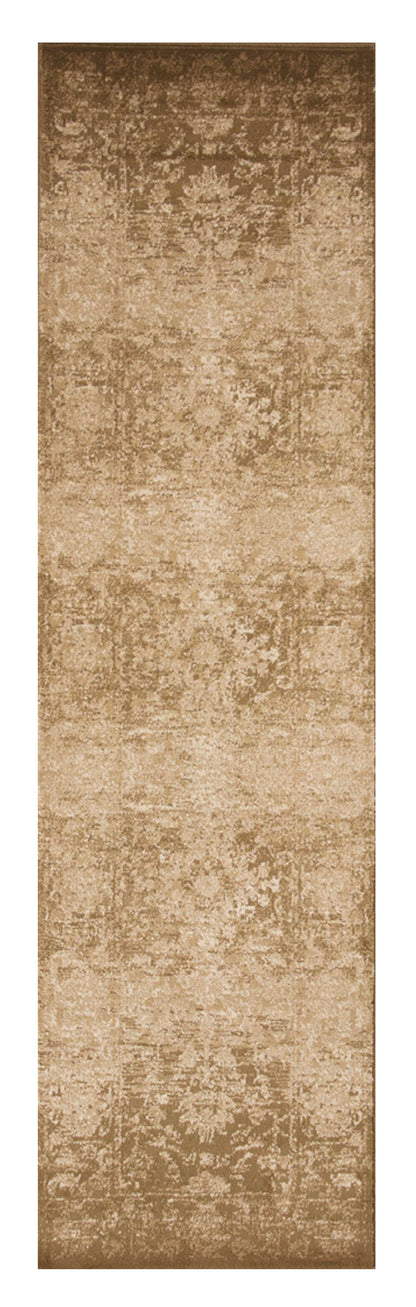8' Beige Floral Runner Rug