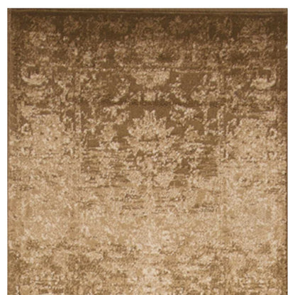 8' Beige Floral Runner Rug