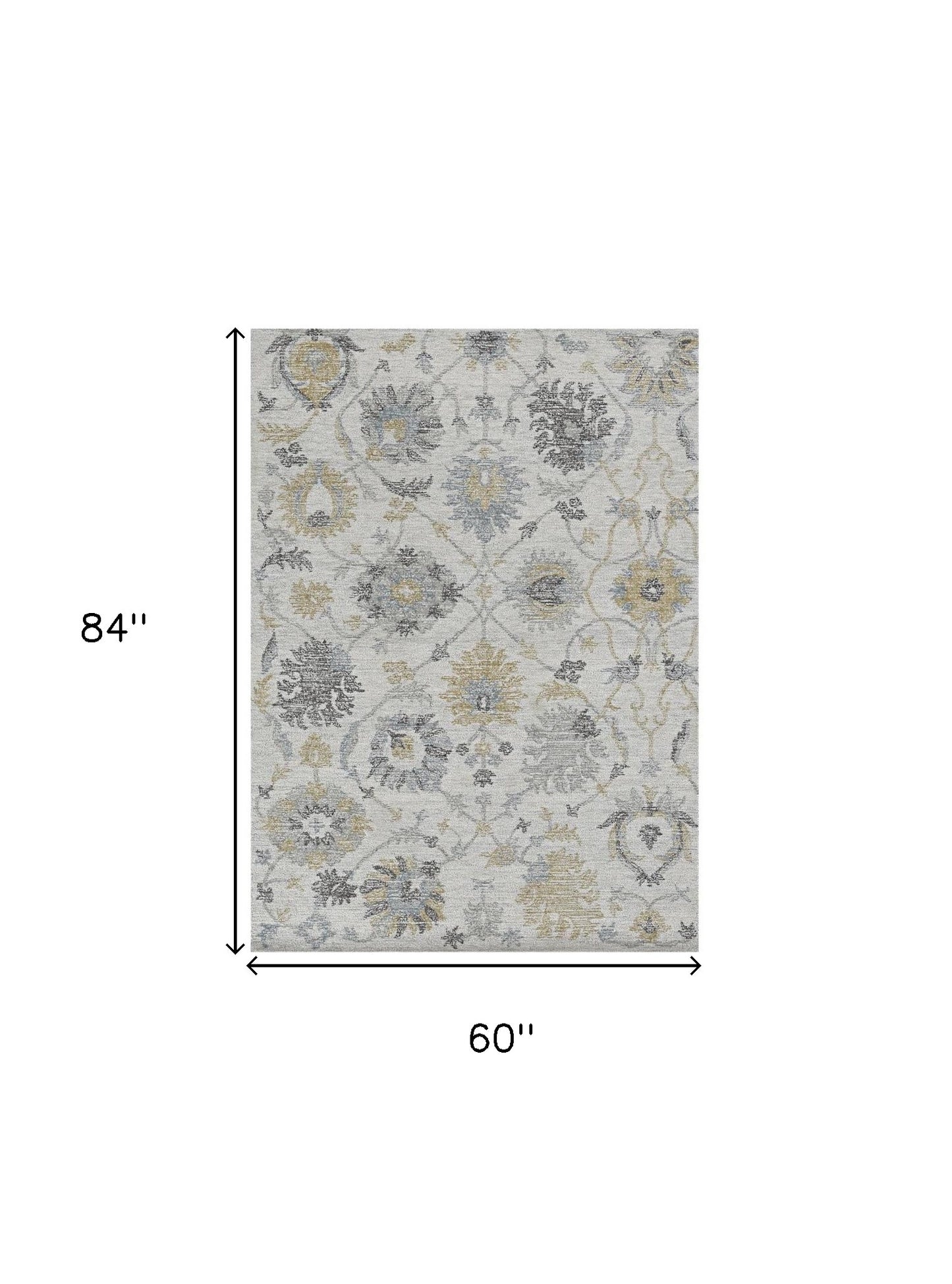 7' X 10' Ivory Hand Tufted Space Dyed Traditional Floral Indoor Area Rug