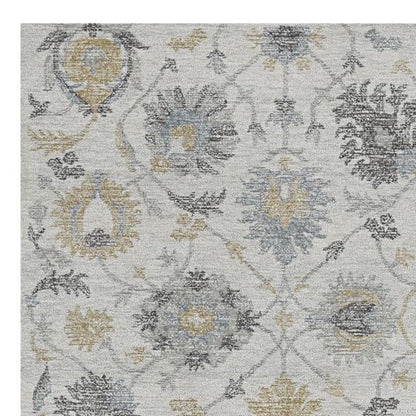 7' X 10' Ivory Hand Tufted Space Dyed Traditional Floral Indoor Area Rug