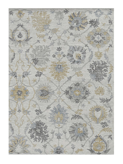 7' X 10' Ivory Hand Tufted Space Dyed Traditional Floral Indoor Area Rug