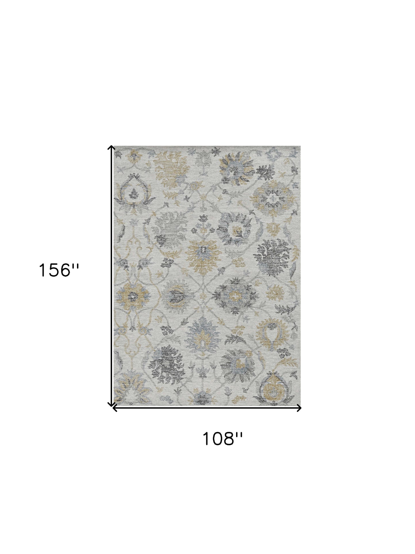 7' X 10' Ivory Hand Tufted Space Dyed Traditional Floral Indoor Area Rug