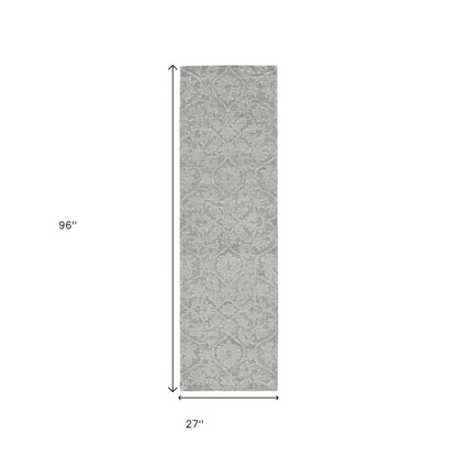 5' X 7' Gray And Light Gray Wool Floral Medallion Hand Tufted Area Rug