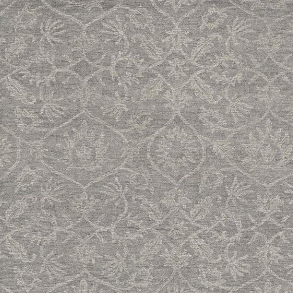 5' X 7' Gray And Light Gray Wool Floral Medallion Hand Tufted Area Rug