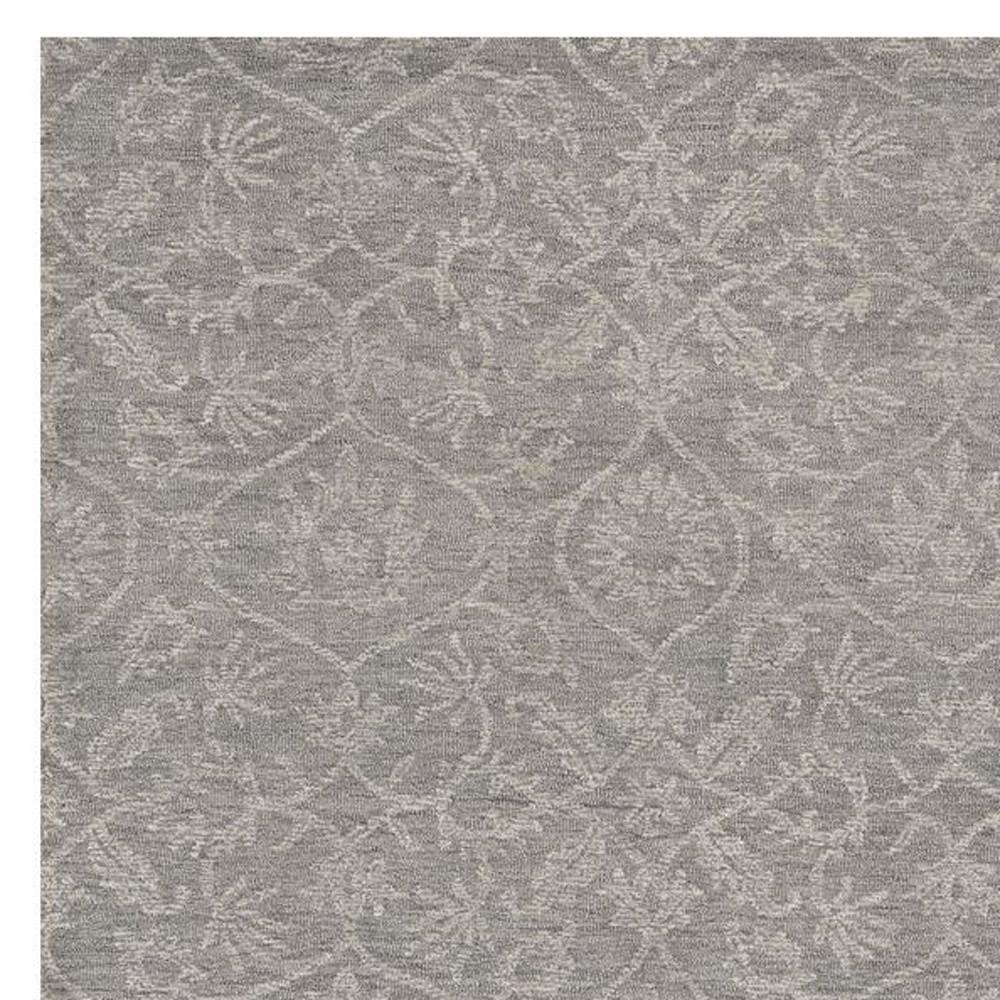 5' X 7' Gray And Light Gray Wool Floral Medallion Hand Tufted Area Rug