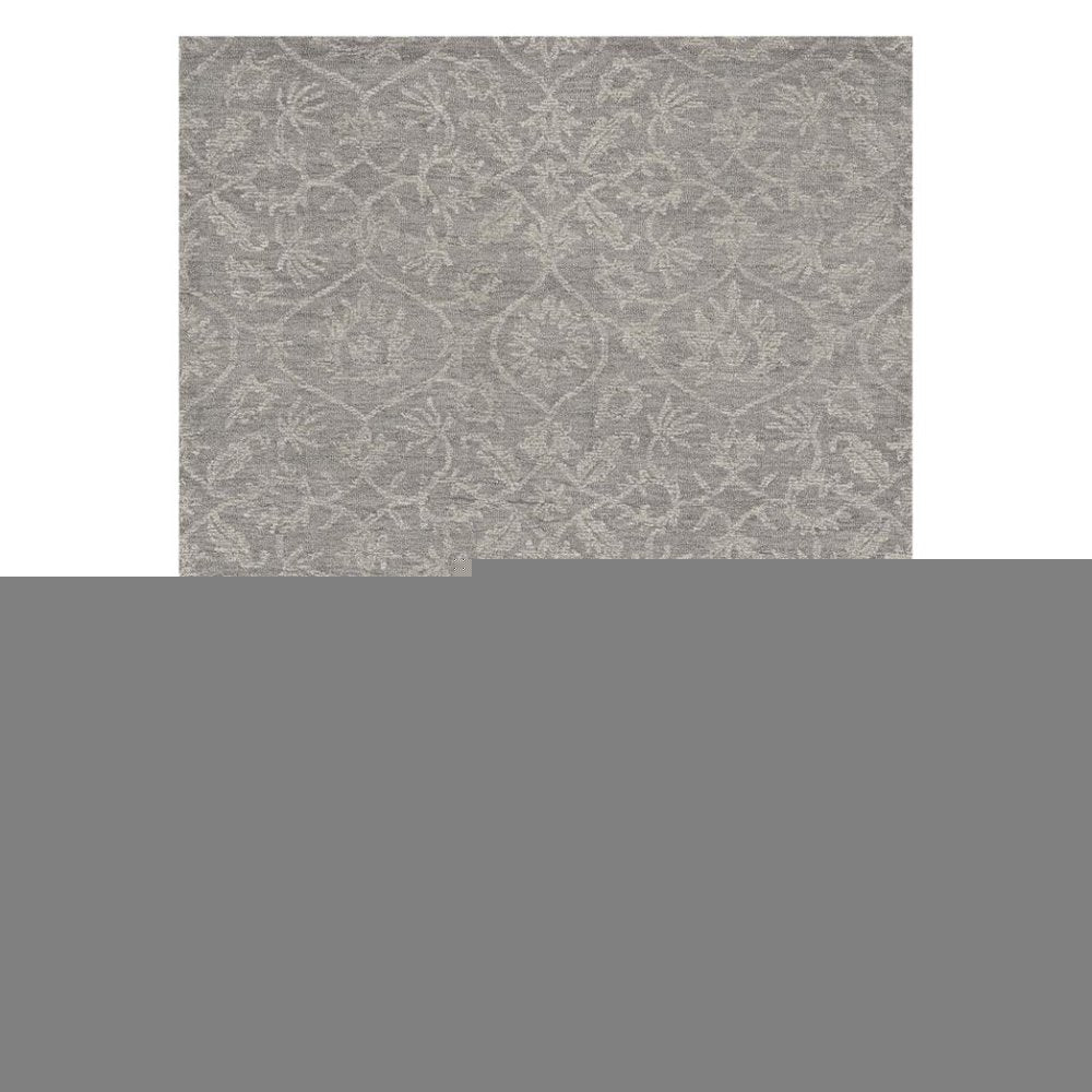 5' X 7' Gray And Light Gray Wool Floral Medallion Hand Tufted Area Rug