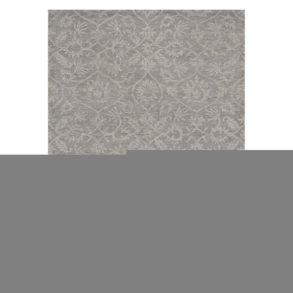 5' X 7' Gray And Light Gray Wool Floral Medallion Hand Tufted Area Rug