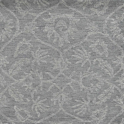 5' X 7' Gray And Light Gray Wool Floral Medallion Hand Tufted Area Rug