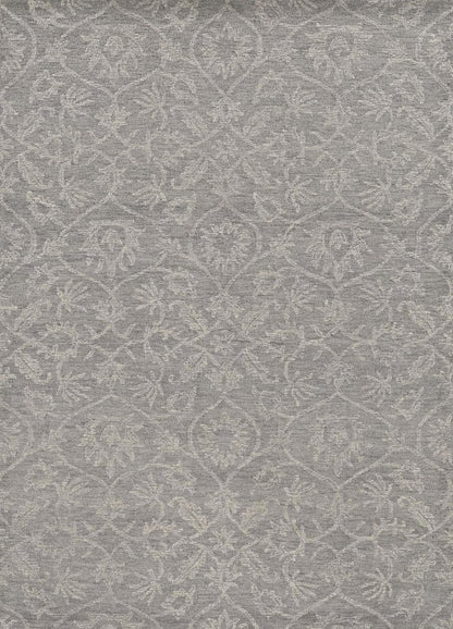 5' X 7' Gray And Light Gray Wool Floral Medallion Hand Tufted Area Rug