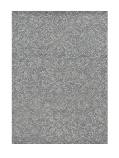 8' Grey Hand Tufted Space Dyed Floral Ogee Indoor Runner Rug