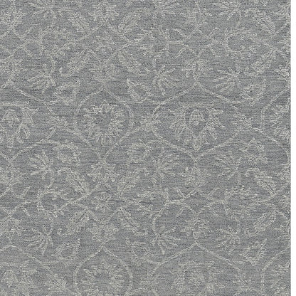 8' Grey Hand Tufted Space Dyed Floral Ogee Indoor Runner Rug