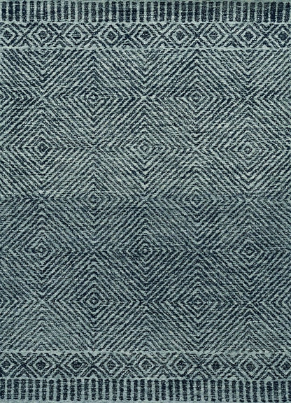 5' X 7' Gray And Black Wool Geometric Hand Tufted Area Rug