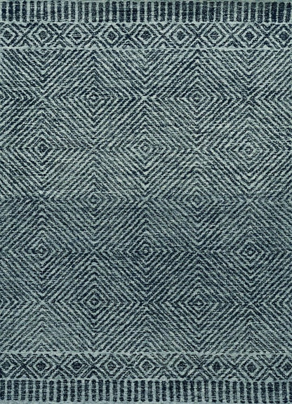 9' X 13' Gray And Black Wool Geometric Hand Tufted Area Rug