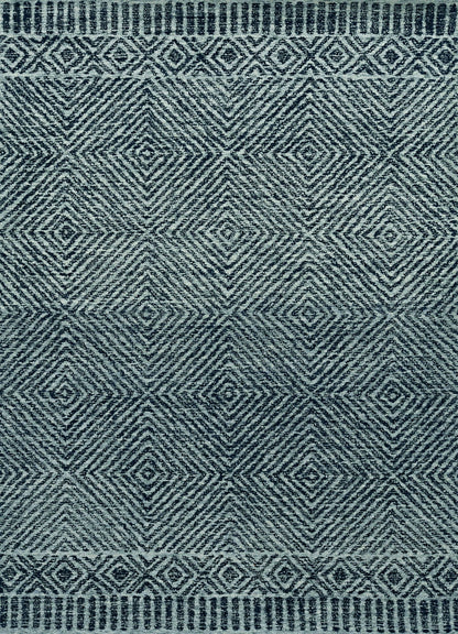 5' X 7' Gray And Black Wool Geometric Hand Tufted Area Rug