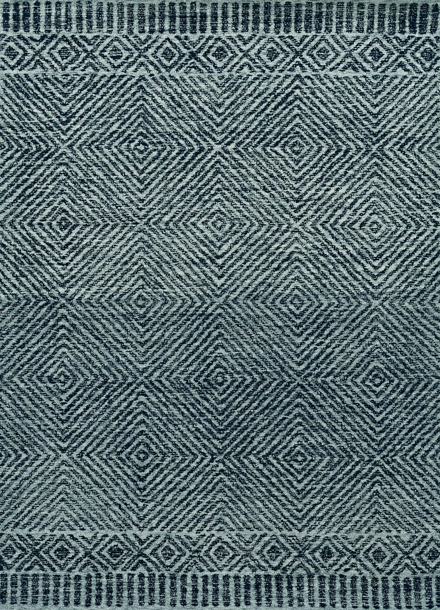 5' X 7' Gray And Black Wool Geometric Hand Tufted Area Rug
