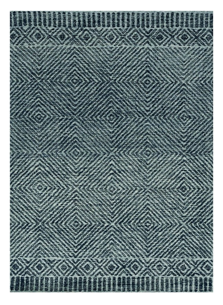 9' X 13' Gray And Black Wool Geometric Hand Tufted Area Rug