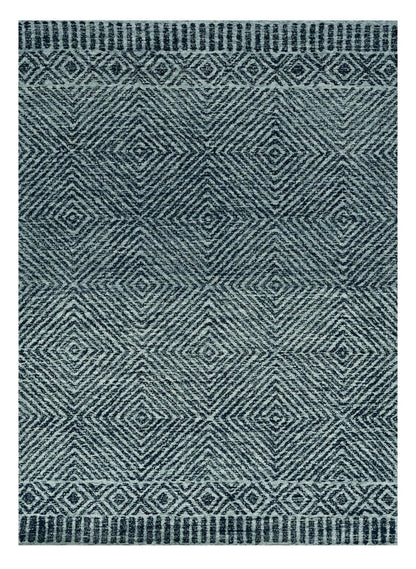 9' X 13' Gray And Black Wool Geometric Hand Tufted Area Rug