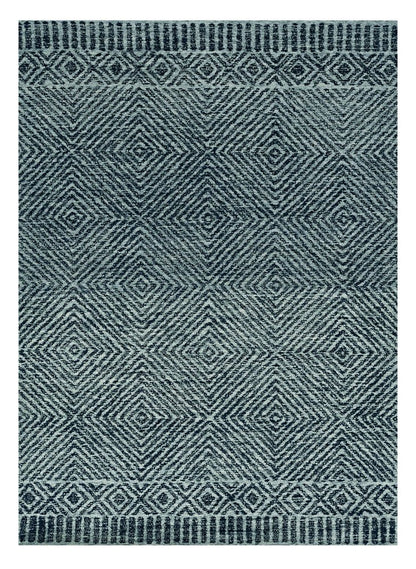 5' X 7' Gray And Black Wool Geometric Hand Tufted Area Rug