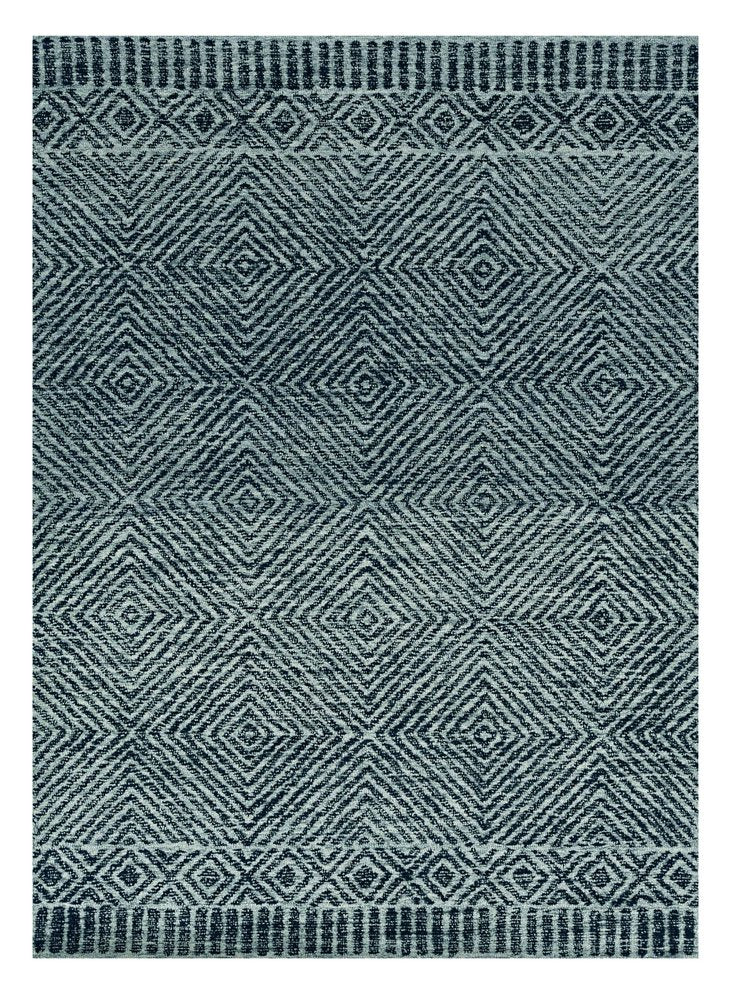 5' X 7' Gray And Black Wool Geometric Hand Tufted Area Rug