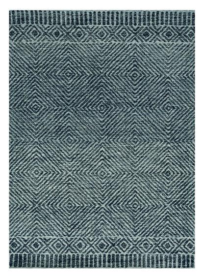 5' X 7' Gray And Black Wool Geometric Hand Tufted Area Rug