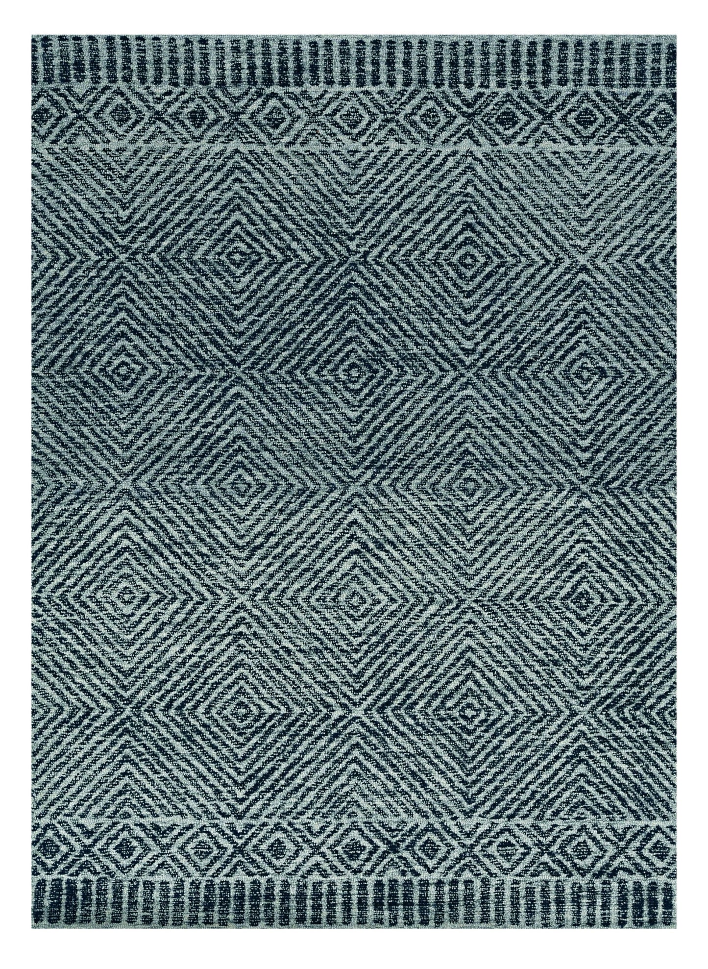 5' X 7' Gray And Black Wool Geometric Hand Tufted Area Rug