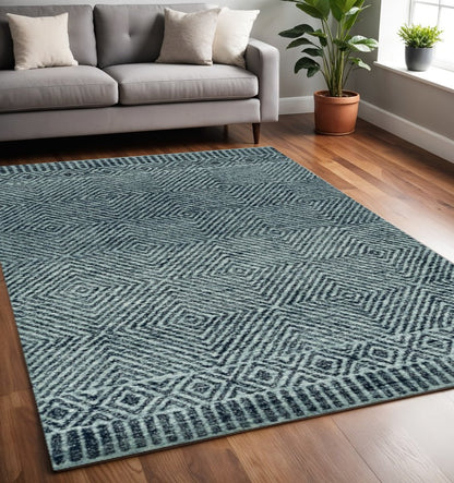 9' X 13' Gray And Black Wool Geometric Hand Tufted Area Rug