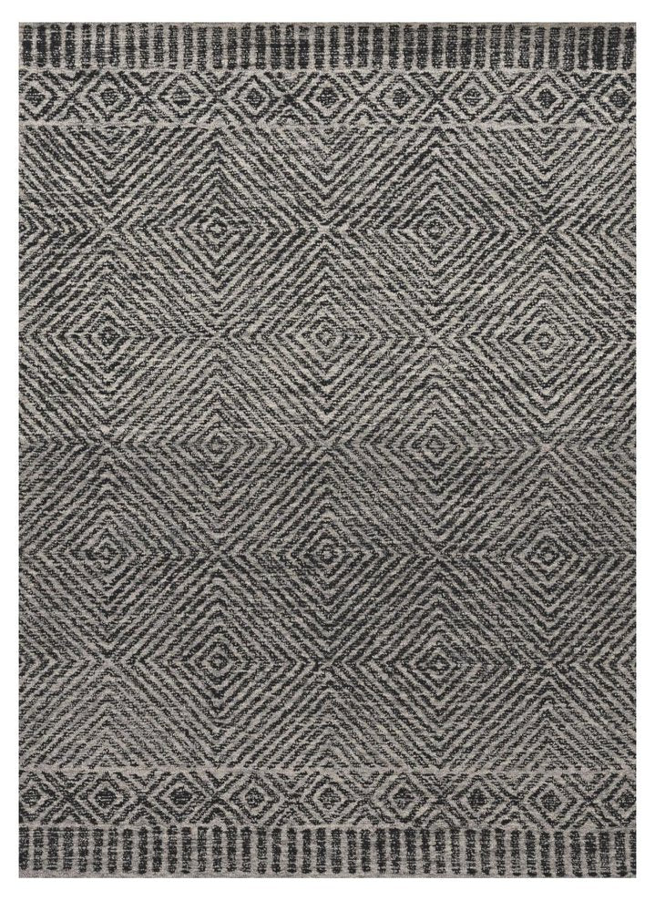 8' X 11' Gray And Black Wool Geometric Hand Tufted Area Rug