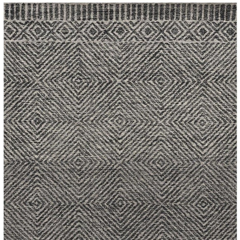 9' X 13' Gray And Black Wool Geometric Hand Tufted Area Rug