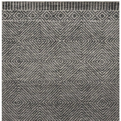 9' X 13' Gray And Black Wool Geometric Hand Tufted Area Rug