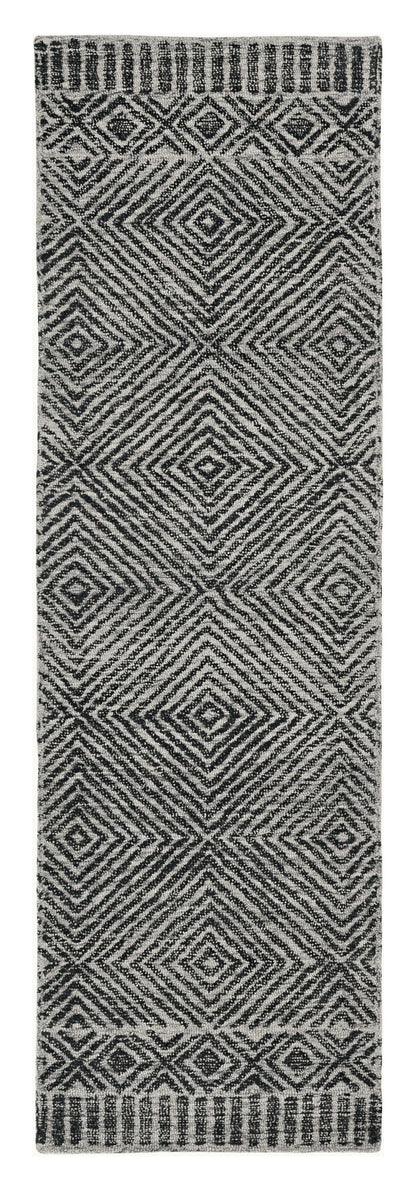 5' X 7' Gray And Black Wool Geometric Hand Tufted Area Rug