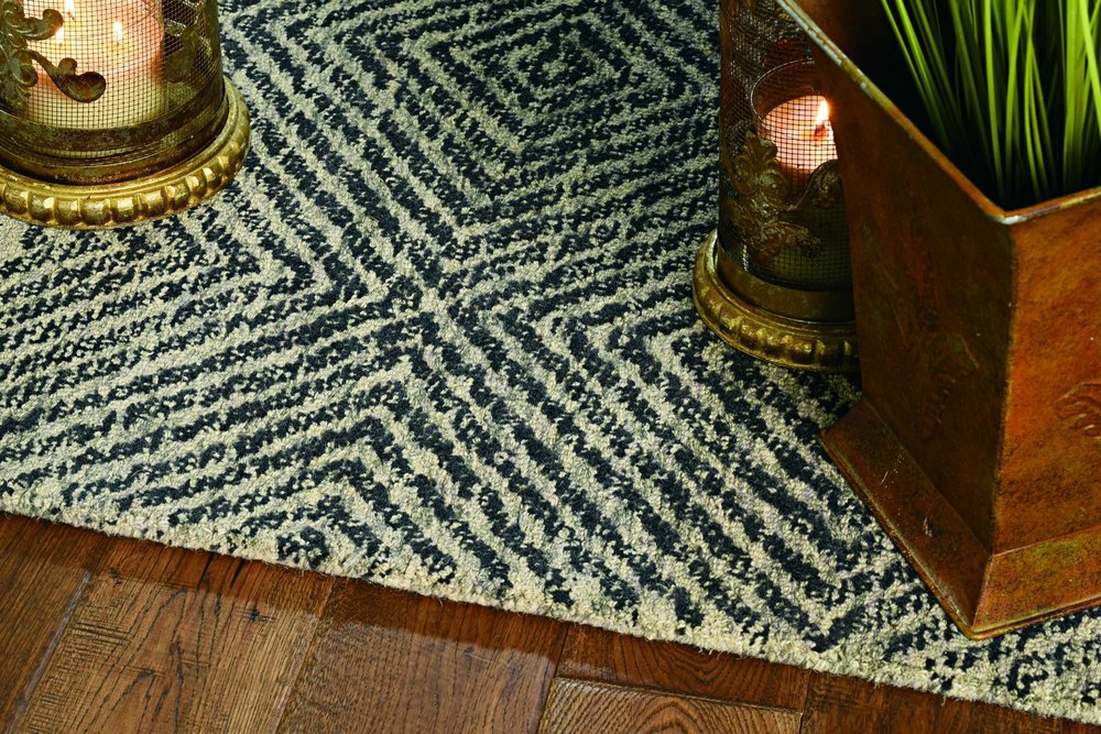 5' X 7' Gray And Black Wool Geometric Hand Tufted Area Rug