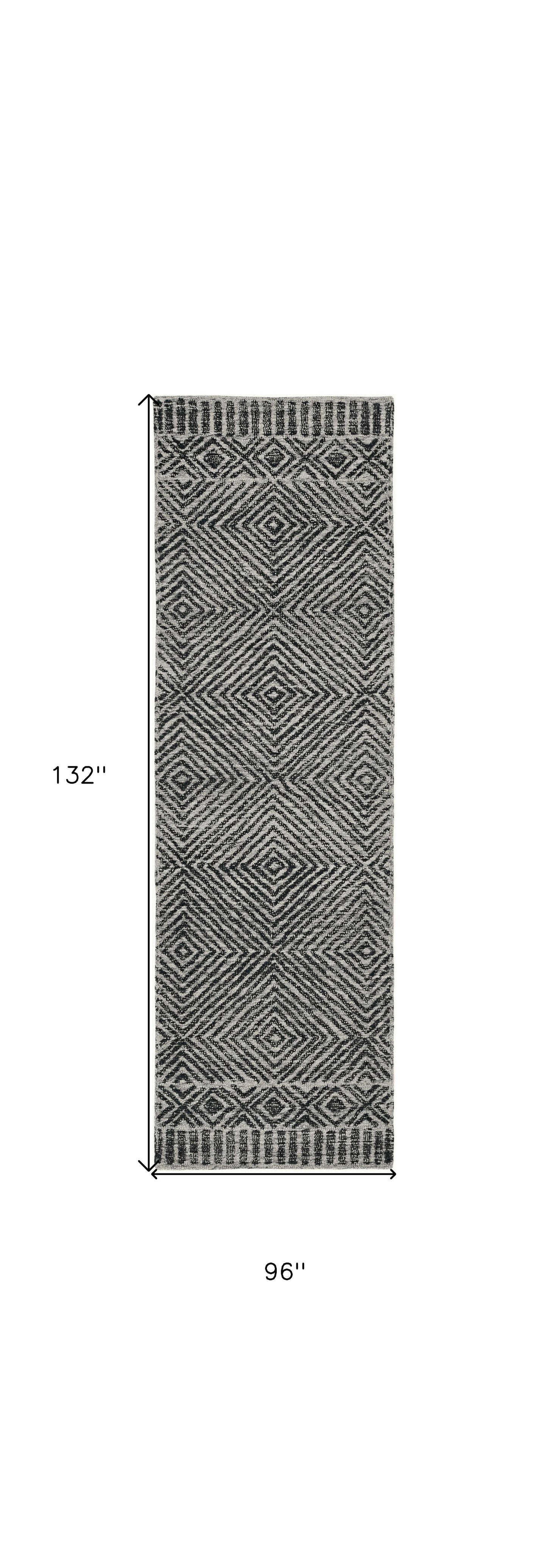 5' X 7' Gray And Black Wool Geometric Hand Tufted Area Rug