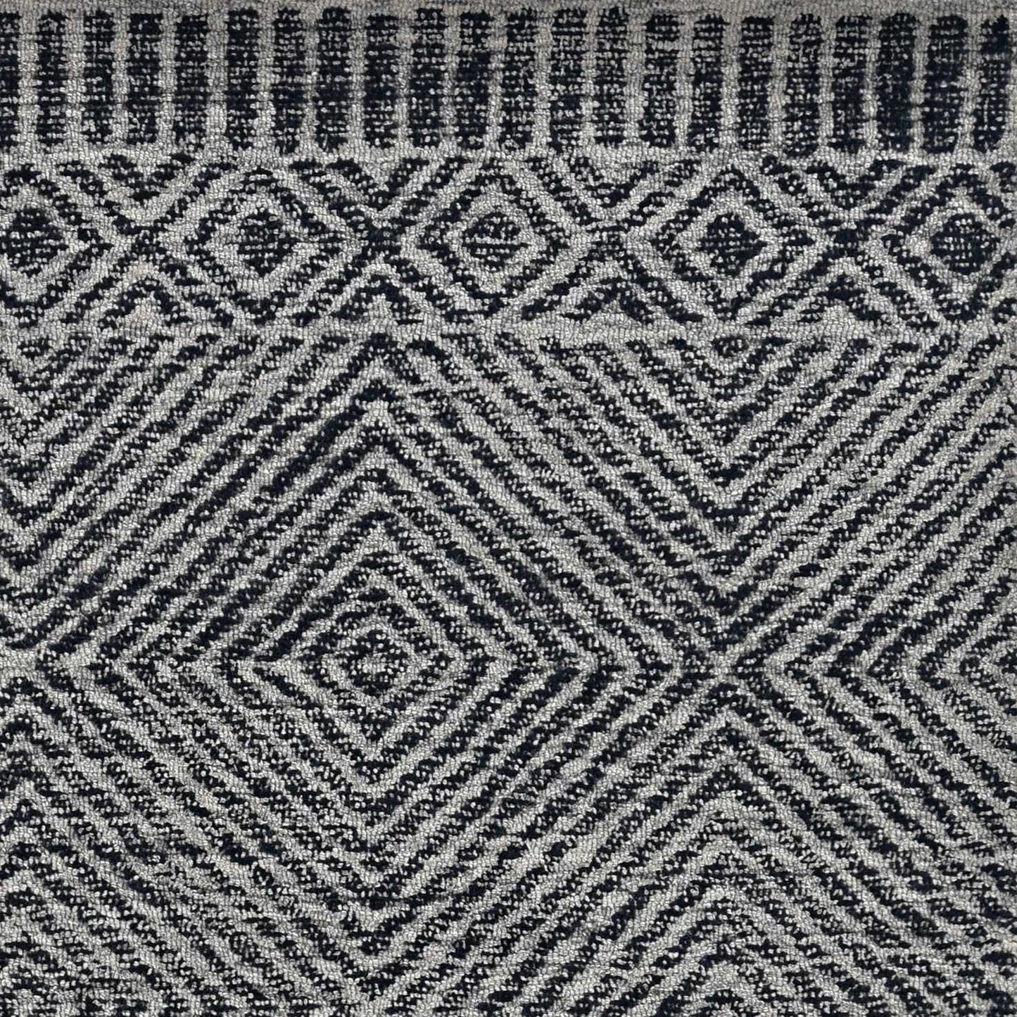 5' X 7' Gray And Black Wool Geometric Hand Tufted Area Rug