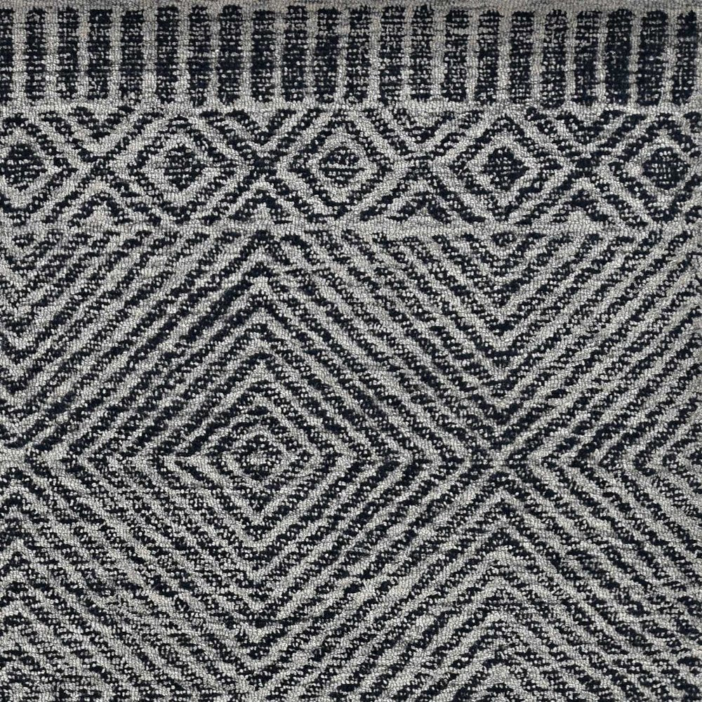 5' X 7' Gray And Black Wool Geometric Hand Tufted Area Rug