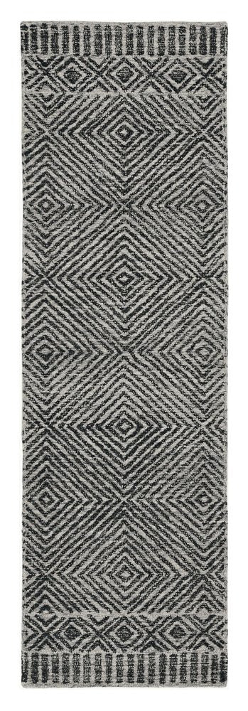 5' X 7' Gray And Black Wool Geometric Hand Tufted Area Rug