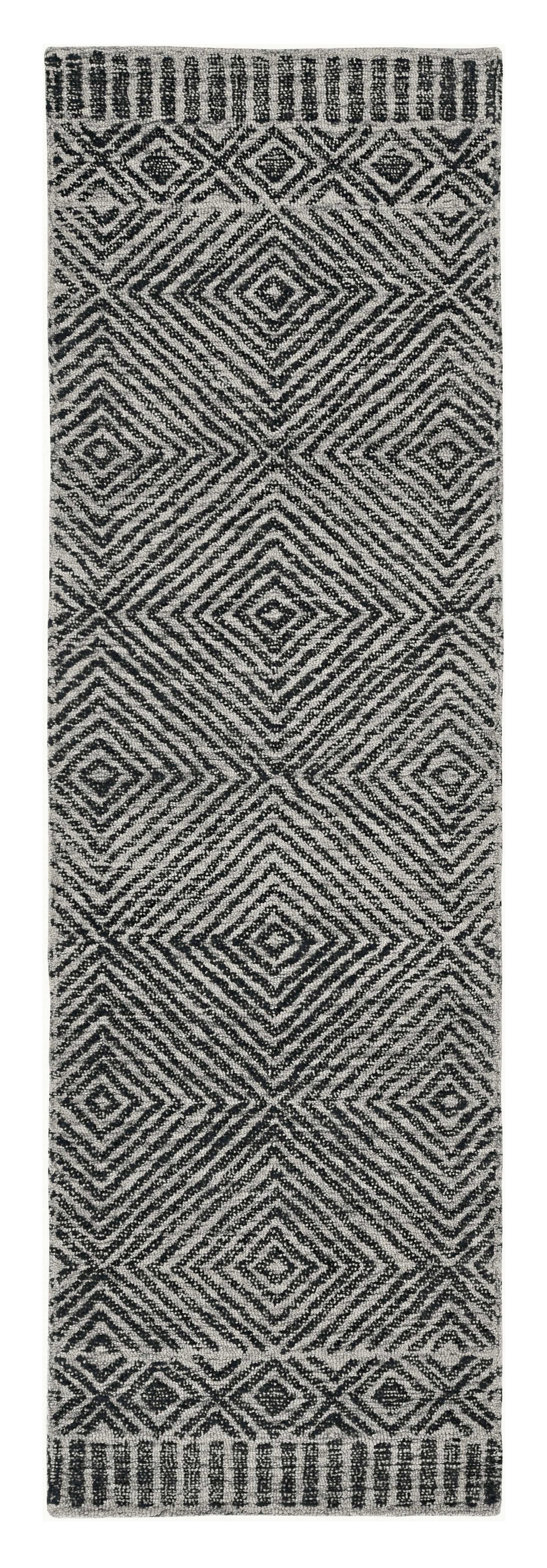 5' X 7' Gray And Black Wool Geometric Hand Tufted Area Rug
