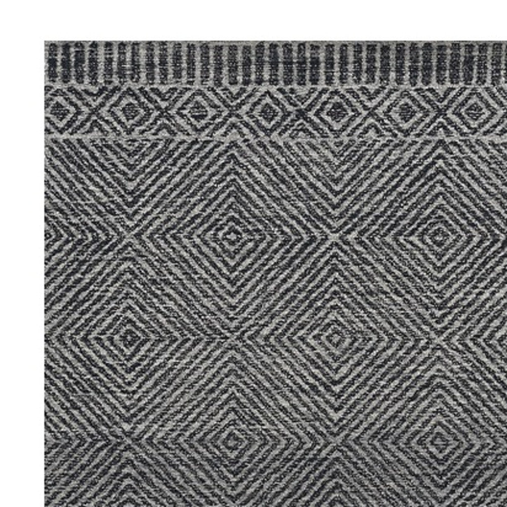 5' X 7' Gray And Black Wool Geometric Hand Tufted Area Rug