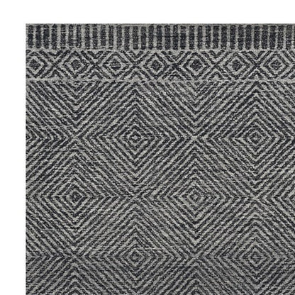 5' X 7' Gray And Black Wool Geometric Hand Tufted Area Rug