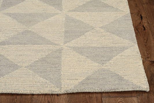 8' X 11' Gray and Light Gray Wool Geometric Hand Tufted Area Rug