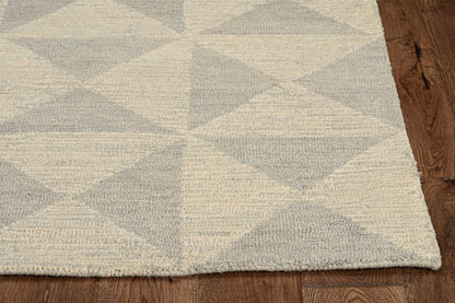 9' X 13' Gray And Light Gray Wool Geometric Hand Tufted Area Rug
